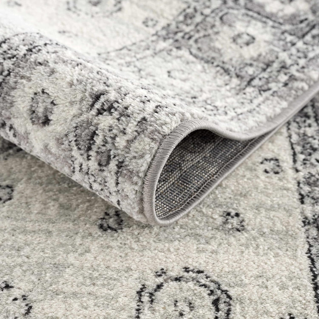 '- - Goksun 7'10" Vintage Pattern Rug Living Persian Beige Indoor 10' Room, Distressed Area Marash Medallion Grey, X - Collection Boho Traditional Oriental - Bedroom,