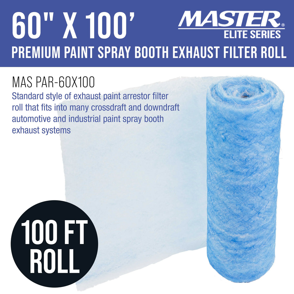 Elite Autobody Fiberglass Master Paint Booth Auto Spray Roll, Refinish Exhaust Captures Overspray Particles Filter in Heavy-Duty Gram 18 - 60" Traps - Booths Paint Premium 100' x Arrestor Paint