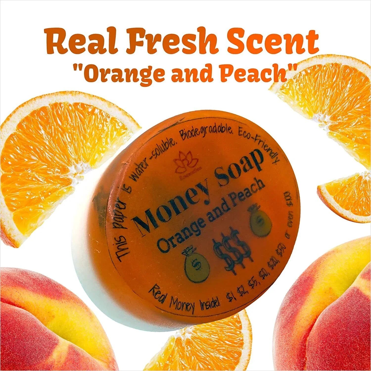 Bar Peach Money Orange Inside Soap Glycerin and with Real