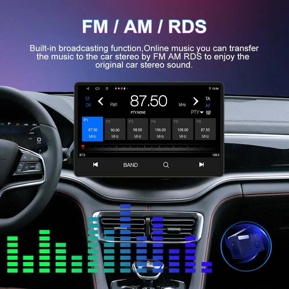 Stereo 13.3" in GMC Car 12 Android Chevy Tahoe Chevrolet CarPlay Radio for Auto with 2007-2012 Yukon Built Suburban Android