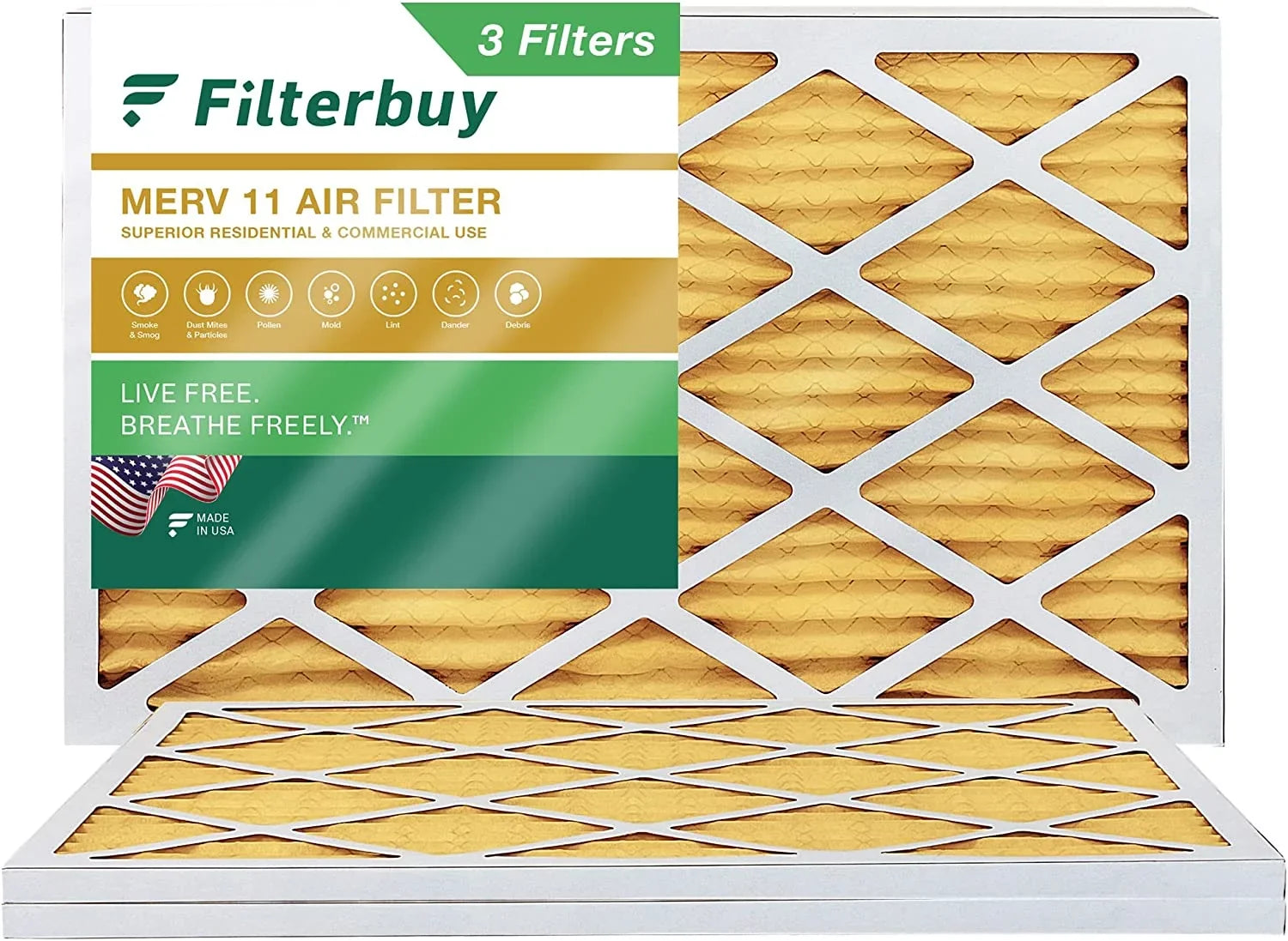 Furnace Filterbuy Filters Air HVAC (3-Pack) Pleated 11 AC MERV 16x36x1