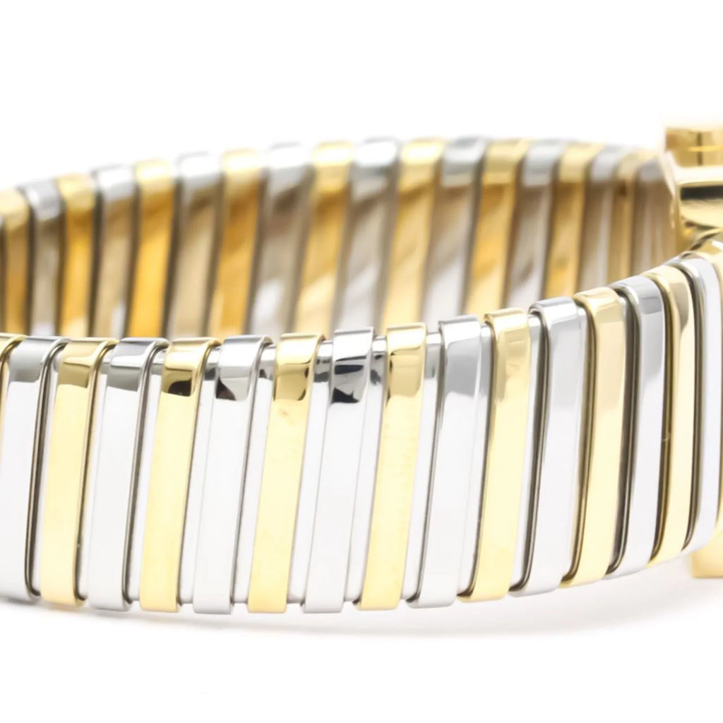 2T (Good) Quartz BVLGARI Watch Gold SQ22 Pre-Owned 18K Polished BF552142 Quadrato Ladies Steel
