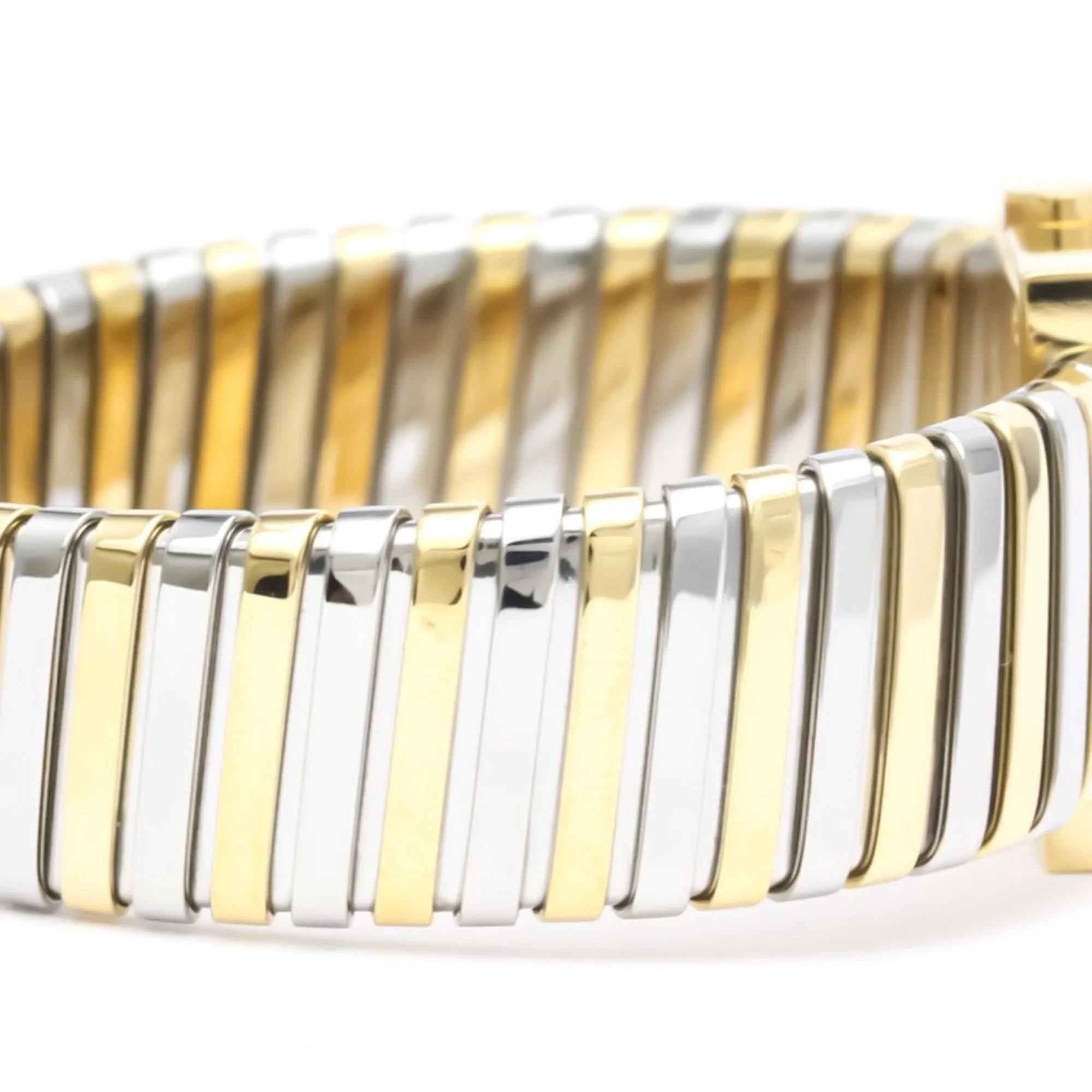 2T (Good) Quartz BVLGARI Watch Gold SQ22 Pre-Owned 18K Polished BF552142 Quadrato Ladies Steel