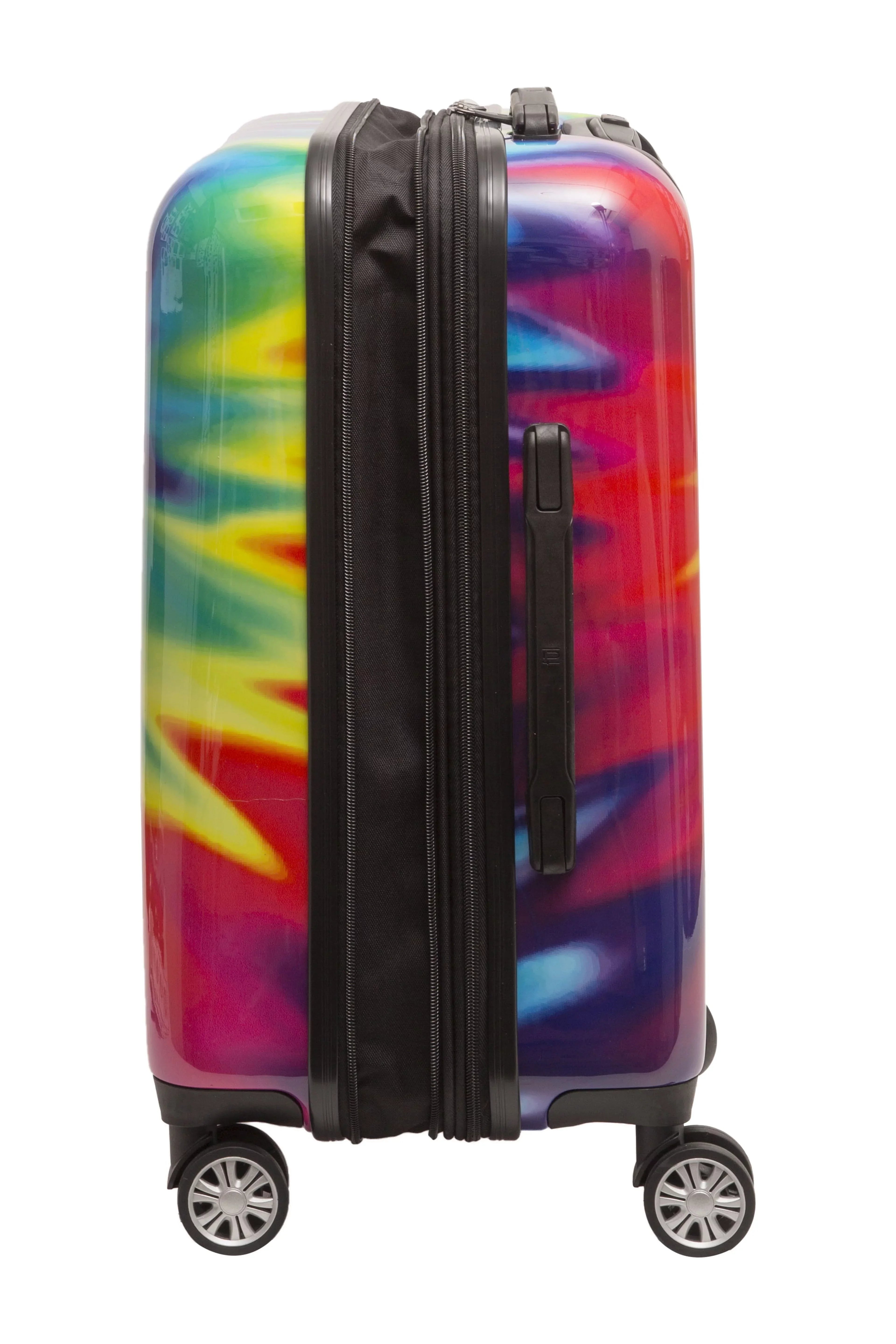 with Tie-Dye Swirl Dye Carry Hardshell On Inch Luggage, Suitcase Rolling Tie 22 Wheels, Rainbow