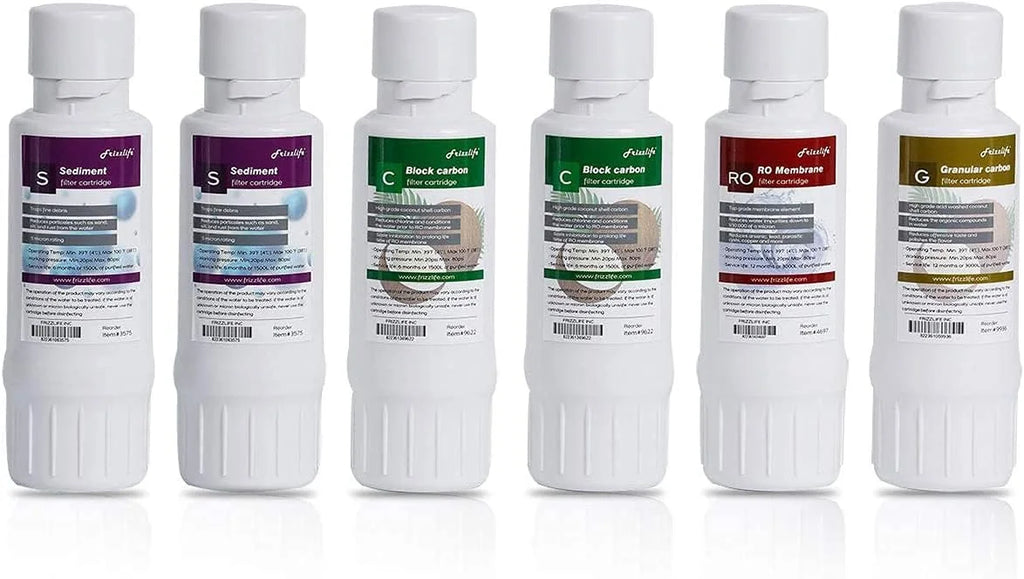 Second For Cartridge W5006 Year RO From Replacement Water Replacement (6 FRIZZLIFE Pack) Osmosis System Set - WA99 Reverse Filter Cartridge