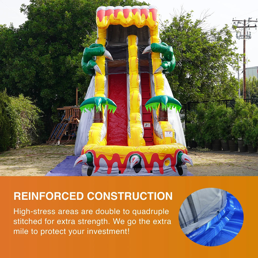 Slide Water Commercial with Pool T-Rex Theme Kids Grade JumpOrange for (with Adults and Blower),
