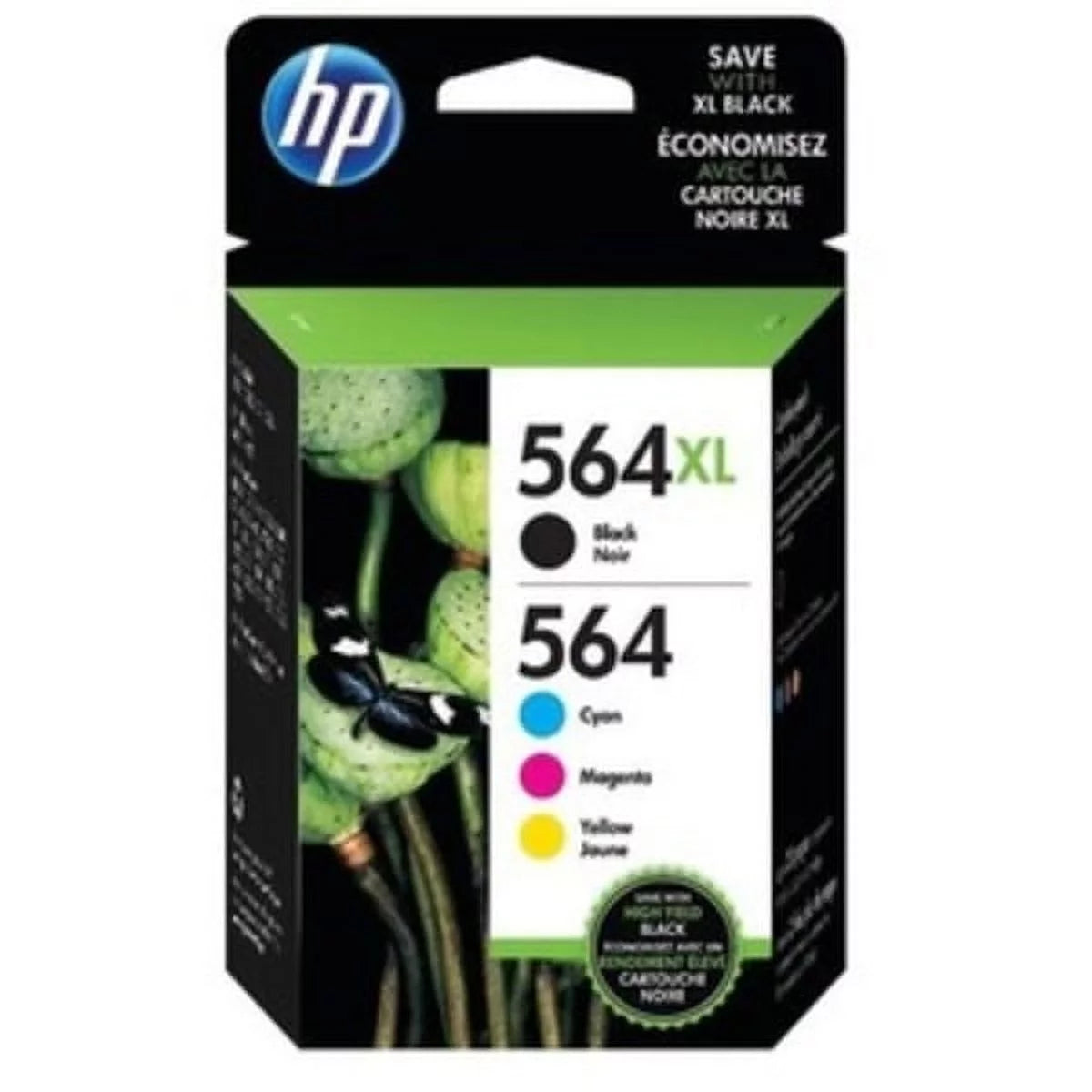 High-Yield Cyan/Magenta/Yellow HP and of HP Black 564XL 564 Cartridges, 4 Pack Ink