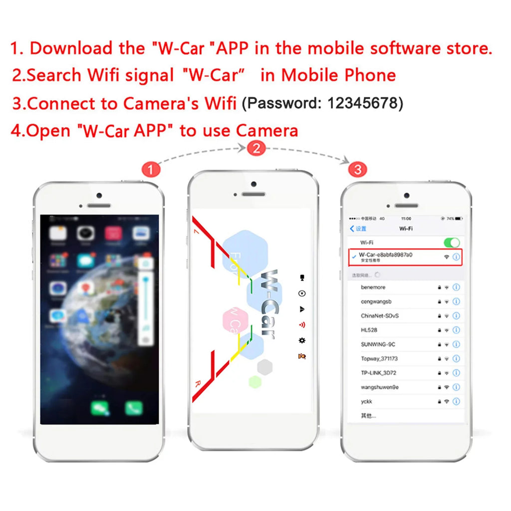 Waterproof View Vision, WiFi Rear Night Wireless with Backup Camera for Camera Car Aumotop IP67 Automobiles