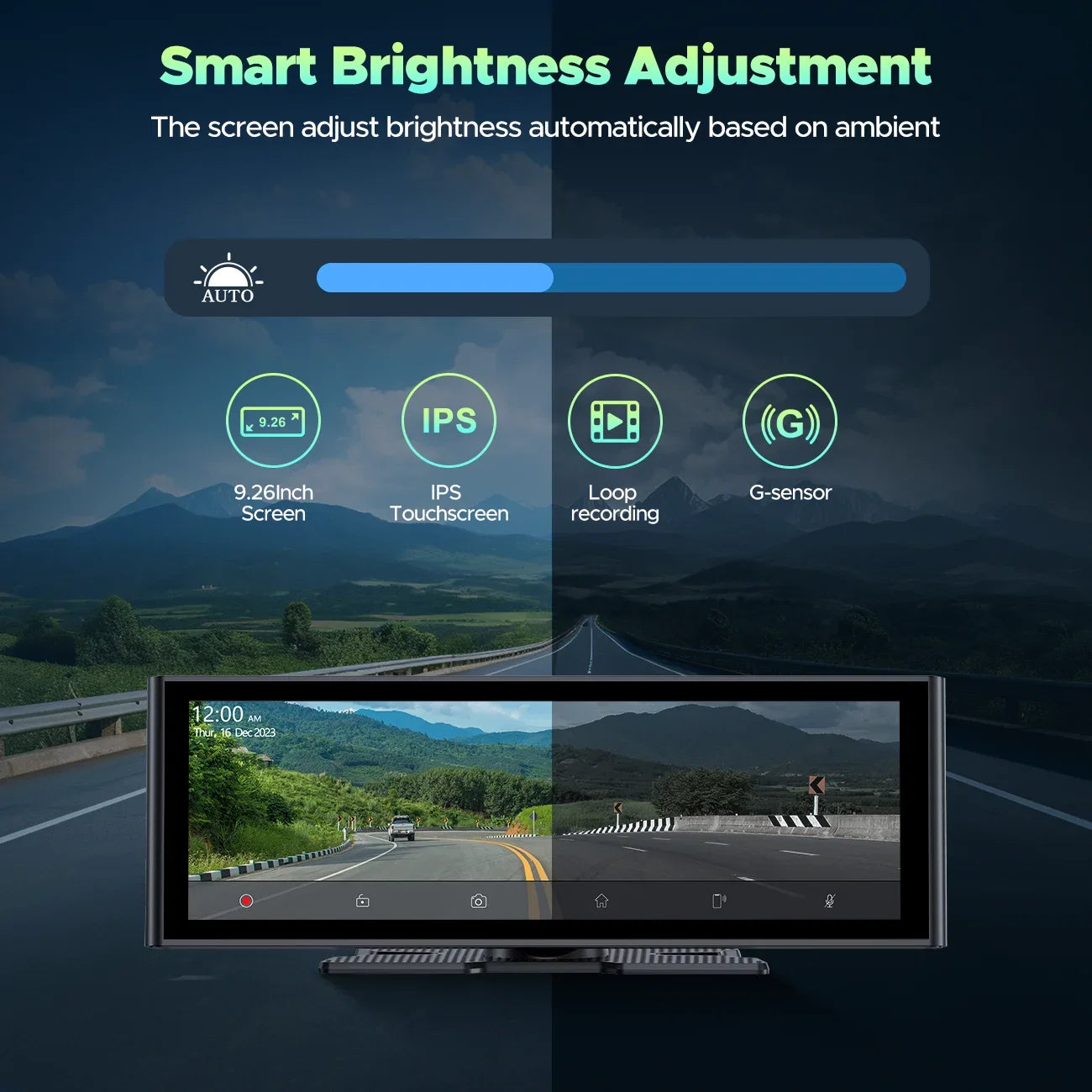 4K Stereo TOGUARD  Camera/Loop Radio, View Rear and Touch 1080P Link Wireless Car Play Navigation/Mirror Android Screen, Dash Recording/GPS Carplay Auto, with Cam, Front Car Car 9.26" Rear