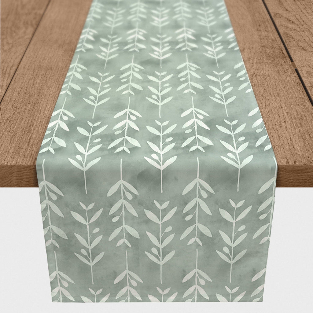 Creative 16 Green 90 Poly Leafy Twill Table Runner 2 Pattern Soft Vine Products x