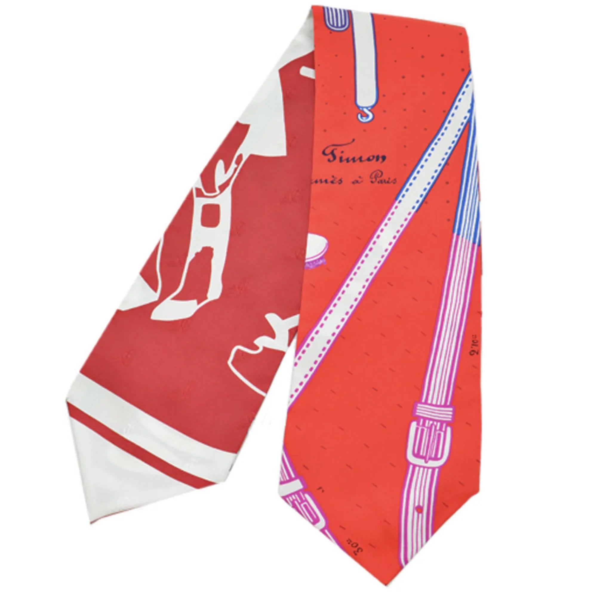 Pre-Owned Ladies (Like Silk Multi Hermes Scarf White Up Orange Twill New) Red HERMES