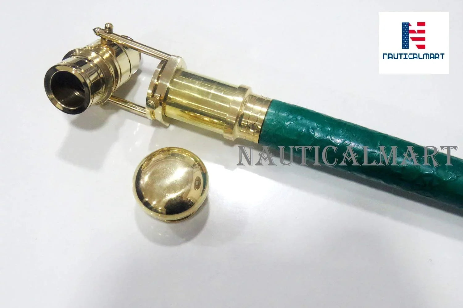 Spyglass Stick Brass Prop Cane Head Foldable Collectible Marine Nautical Walking Telescope