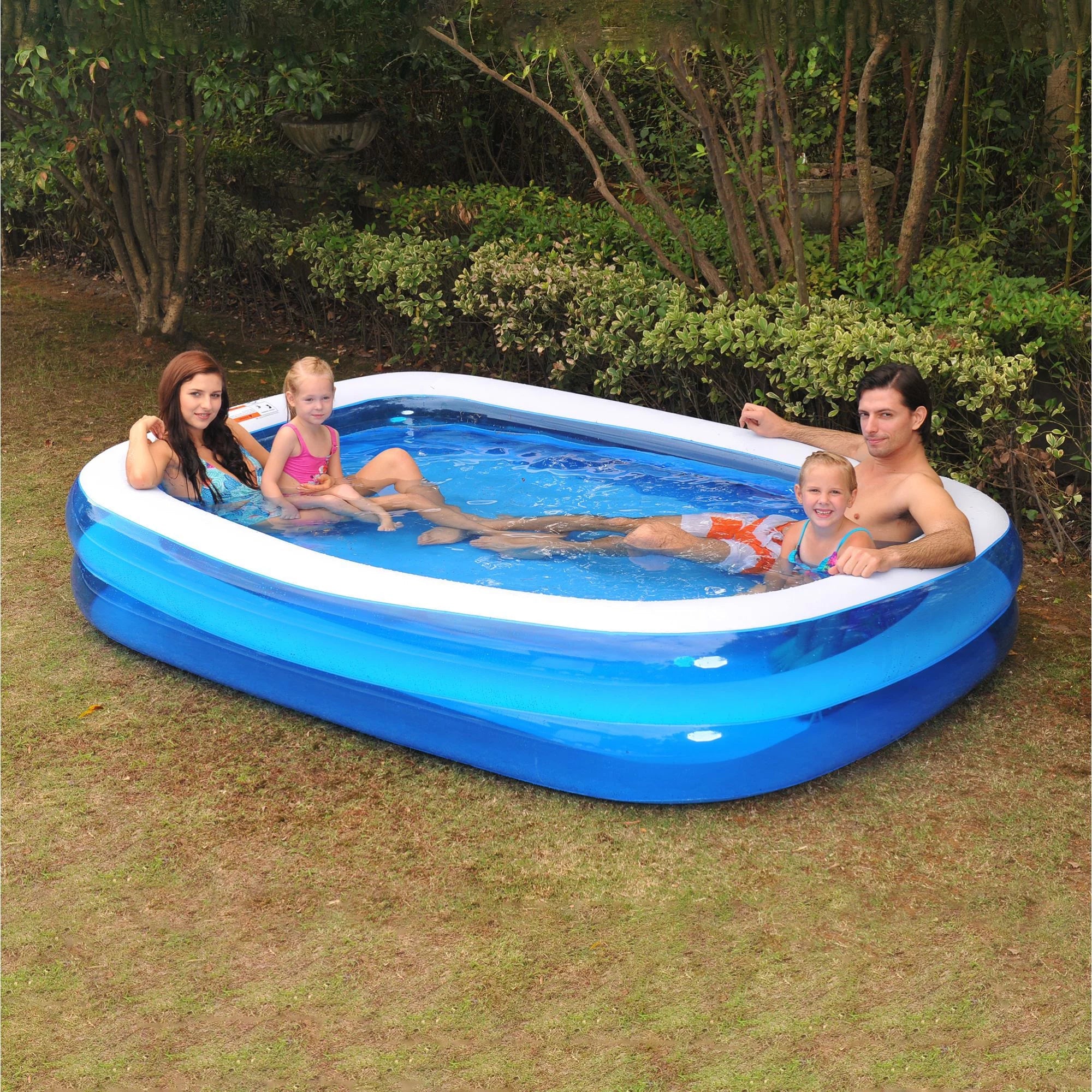 Swimming White and Rectangular 6.5' Blue Inflatable Pool