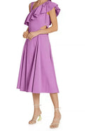 Ruffled-Sleeve Midi-Dress, Orchid Women's Veronica 14 Beard Beilla