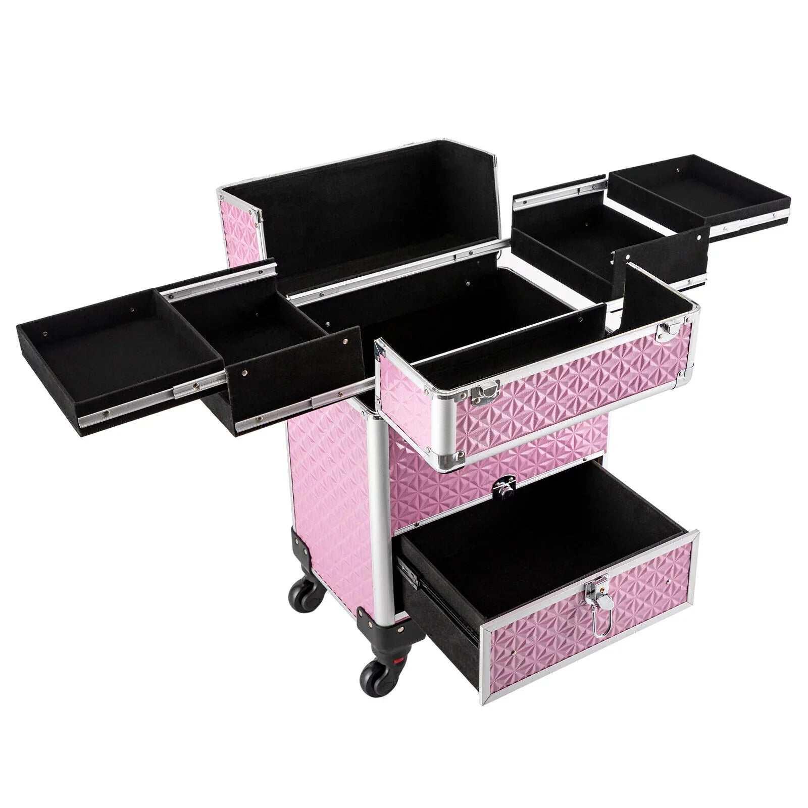 Drawers Professional Box Storage Pink MIDUO Lockable Hair with Styling Tools Makeup Nail Embroidery Trolley