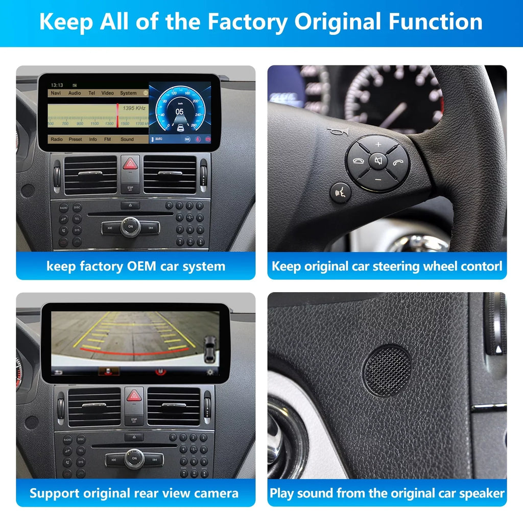 Screen Auto Wireless Benz Mercedes 2011-2014 with Year Car CarPlay 13 10.25" W204 Mirrorlink Stereo Class Touch Car 8GB+256GB Wired Screen C NTG4.5/4.7, Touch for Supports Android Road Top Android