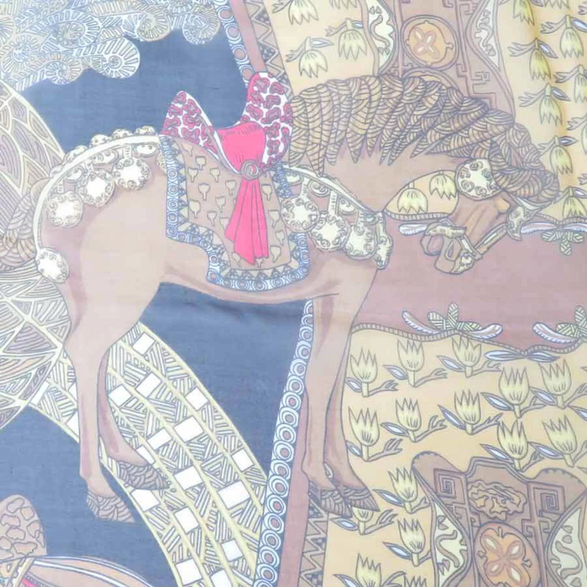 x STEPES Unisex Scarf Pre-Owned Step des Hermes (Good) Art/Estimated HERMES Silk Black ART Multicolor