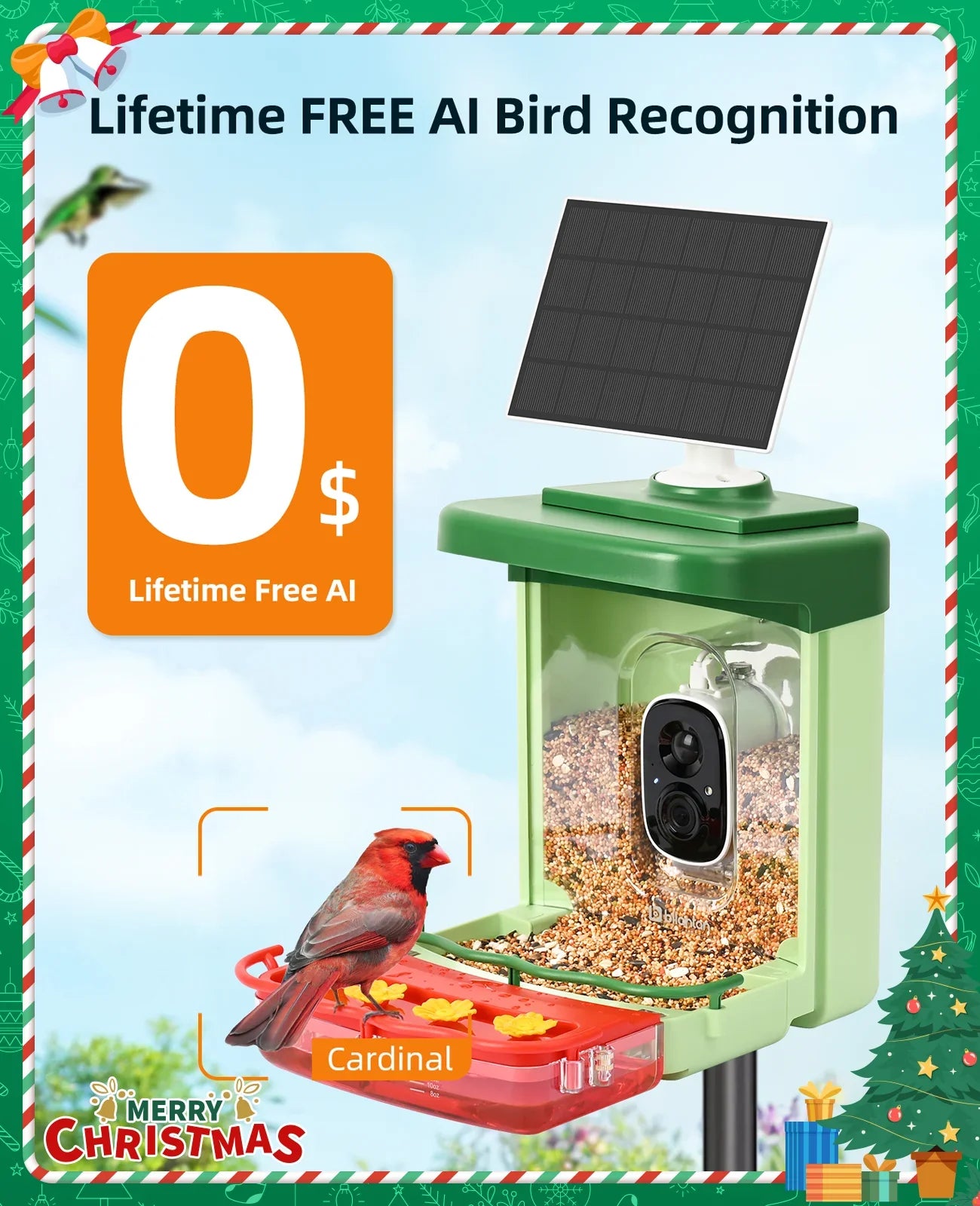 Camera, 2 1 Bird in Ideal Anyone Auto HD Feeder Camera for 3MP Feeders Camera, of Close-Ups Gift with Species, Identify Hummingbird Capture Birds Unique AI with with Bird