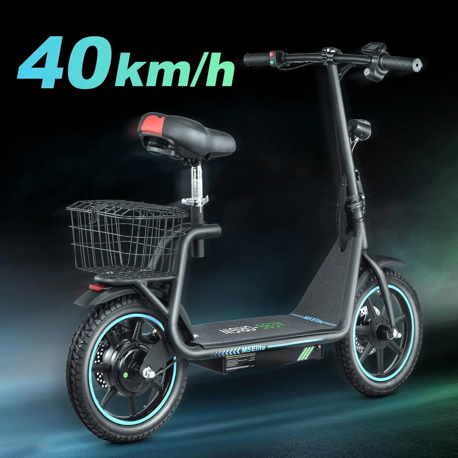 Commuter Tire，Foldable Electric with Baske Adults Motor 22 Foldable Seat, to M5 500W Range, Carry Phone Scooter Holder, Powerful Miles 14" with Scooter Electric up Scooter for Black Pneumatic