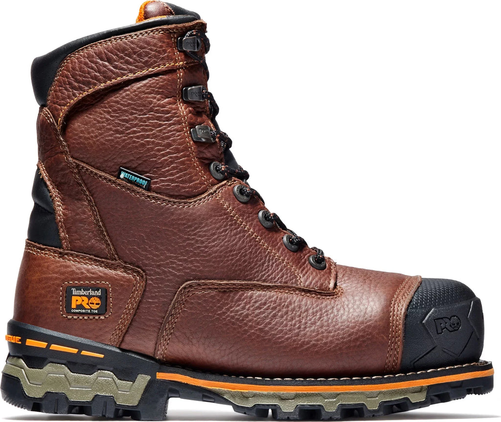 waterproof timberland toe pro boot,brown,8 steel boondock men's m work us