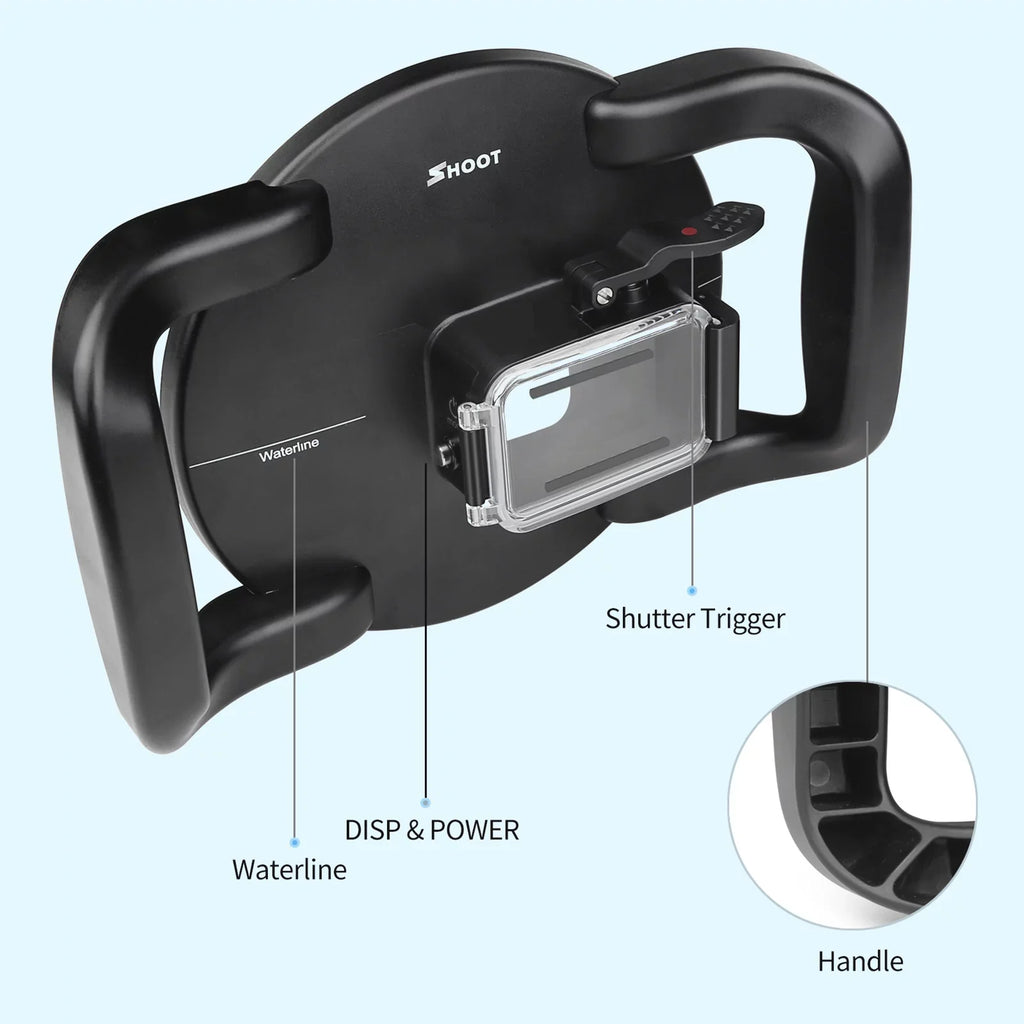 Handle Port Hero Black Dual 180° SHOOT Wide Angle Hero 10 for Dome XTGP559 - Case Waterproof, 9 45m