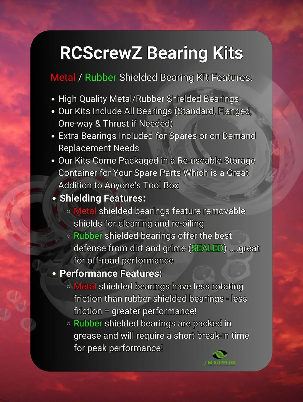 Set Kit Complete DESC410R/V2 Metal Team for durg004b - Durango Bearing Shielded Car RCScrewZ RC