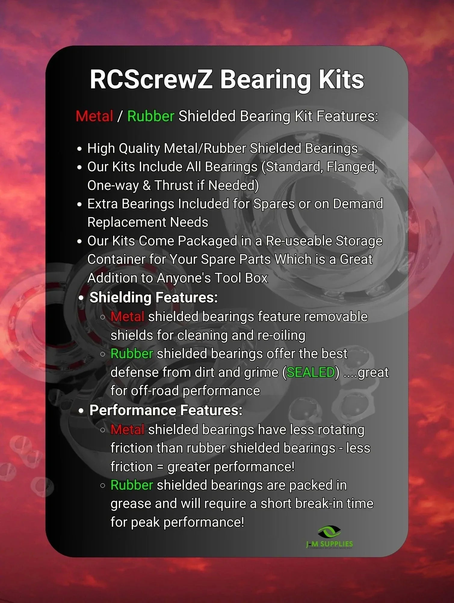 Set Kit Complete DESC410R/V2 Metal Team for durg004b - Durango Bearing Shielded Car RCScrewZ RC