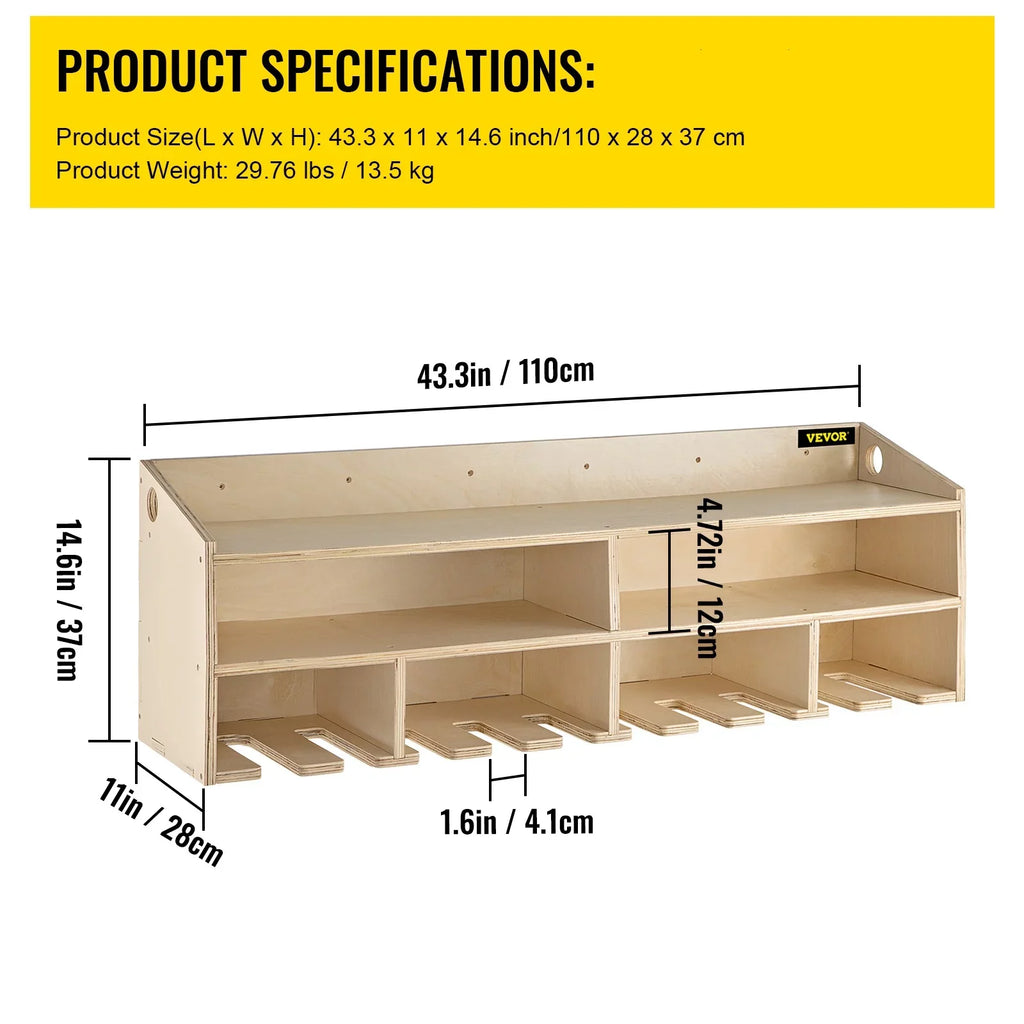 Wall 10 Mounted Wall Tool BENTISM Drill Organizer Holder Power Tool Slots 2-shelf