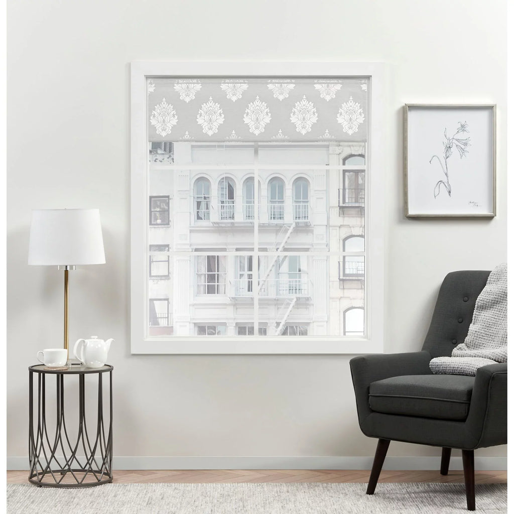 34"x64", Home Roman Silver Shade, Marseilles Blackout 100% Damask Exclusive