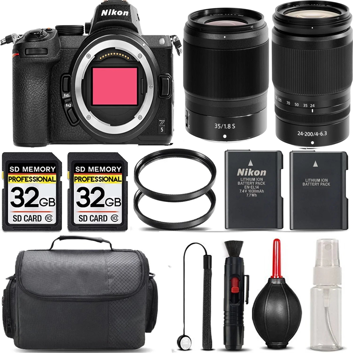 24-200mm VR Mirrorless Lens Case Nikon Lens Storage Cleaning 64GB Backup International + 35mm Battery + Kit - f/1.8 + Version UV Z5 with + f/4-6.3 Filter S + +