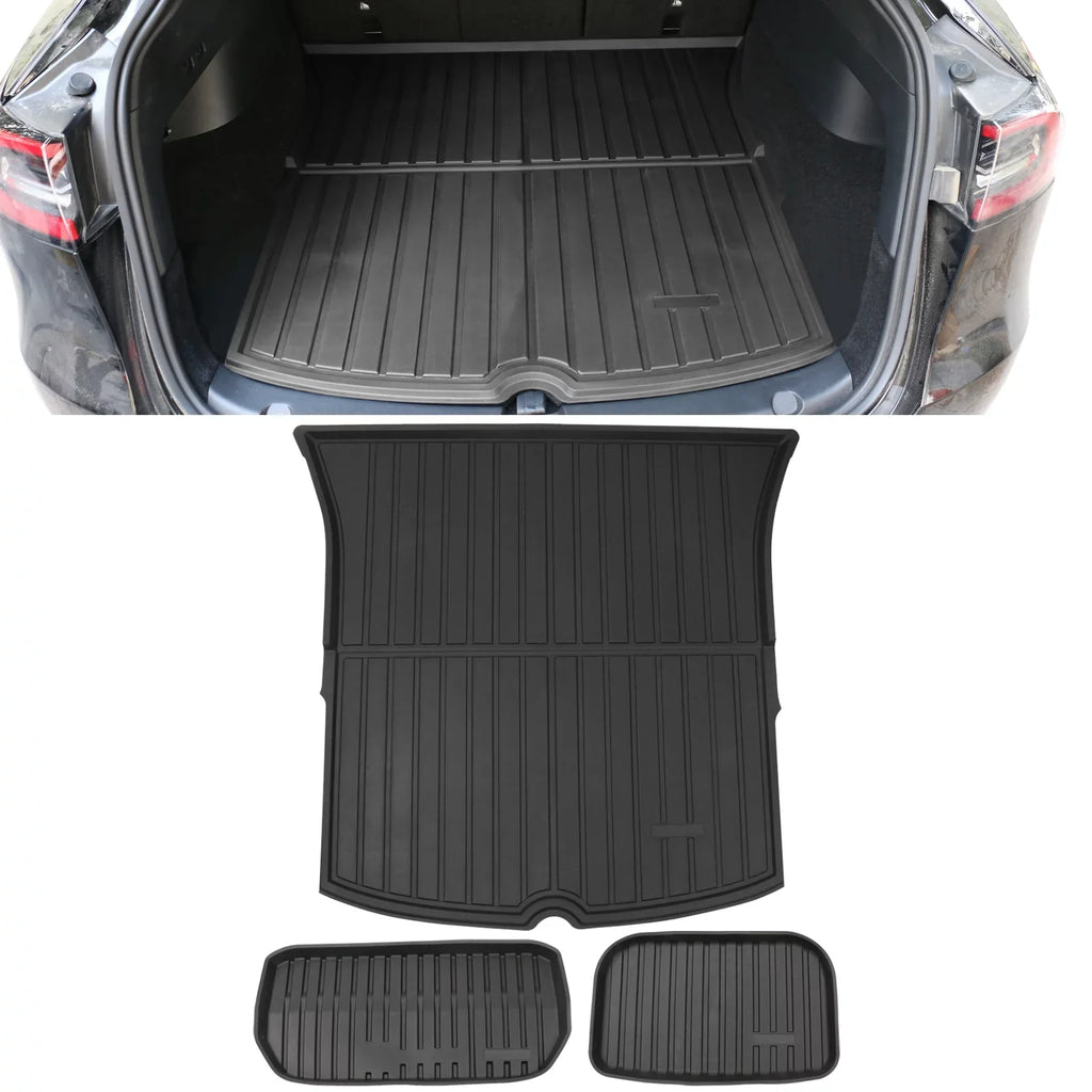 Under Trunk with Cargo Anti-Slip TPE Trunk Mat Frunk Storage Liner Weather Motorsports Model Mats All 2020-2023 Y Waterproof Accessories Liner Ikon Compatible Injection Tesla Black Cargo Interior