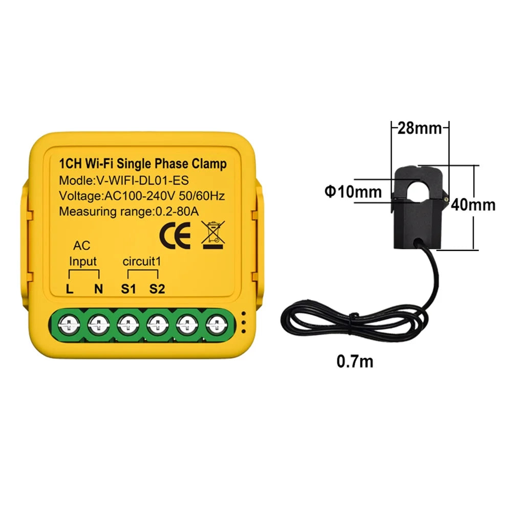 Current Smart Wifi Smart Consumption 100-240v voltage Smart regulator, Consumption Consumption Meter Statistics Clamp Irfora Solar 80a Clamp Automatic Solar Consumption