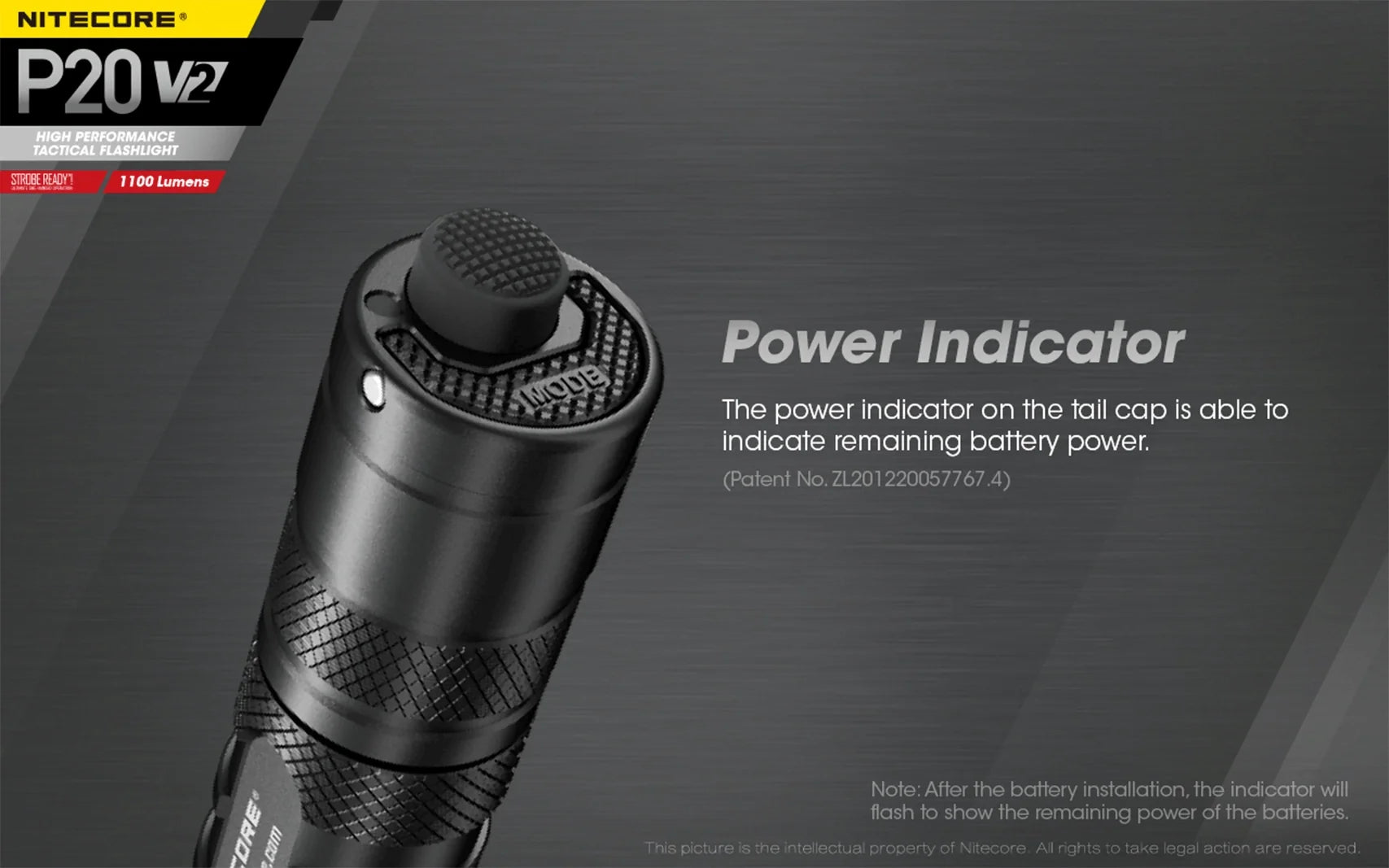 Cord CREE XP-L2 Flashlight 1100 - Battery P20 - Nitecore w/NL1834R +Free Eco-Sensa USB LED Combo: Tactical Lumens V6 V2