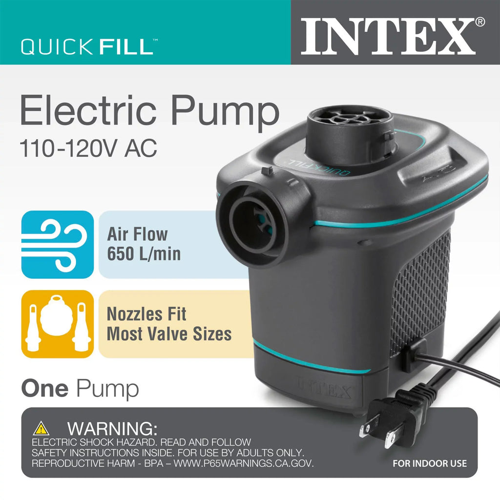 Intex Air Pump 7.08'x 120V w/ Electric 30" Built Pool & Family Lounge Bench In