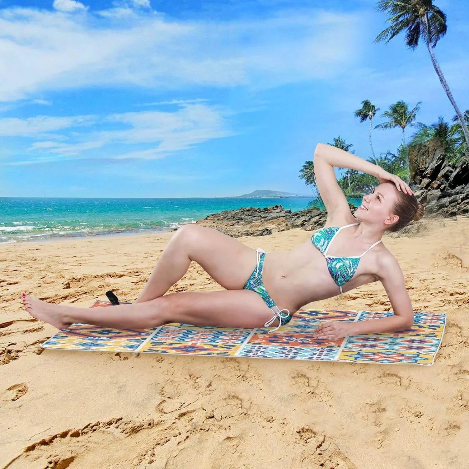 Free Thin Pool Towel, Towel Bestwell Sand Lightweight Shower Microfiber Dry Swim Style Towel Bath Multipurpose Towel Blanket, Talavera Tiles Oversized Mexican Quick 31”X71” Beach Yoga