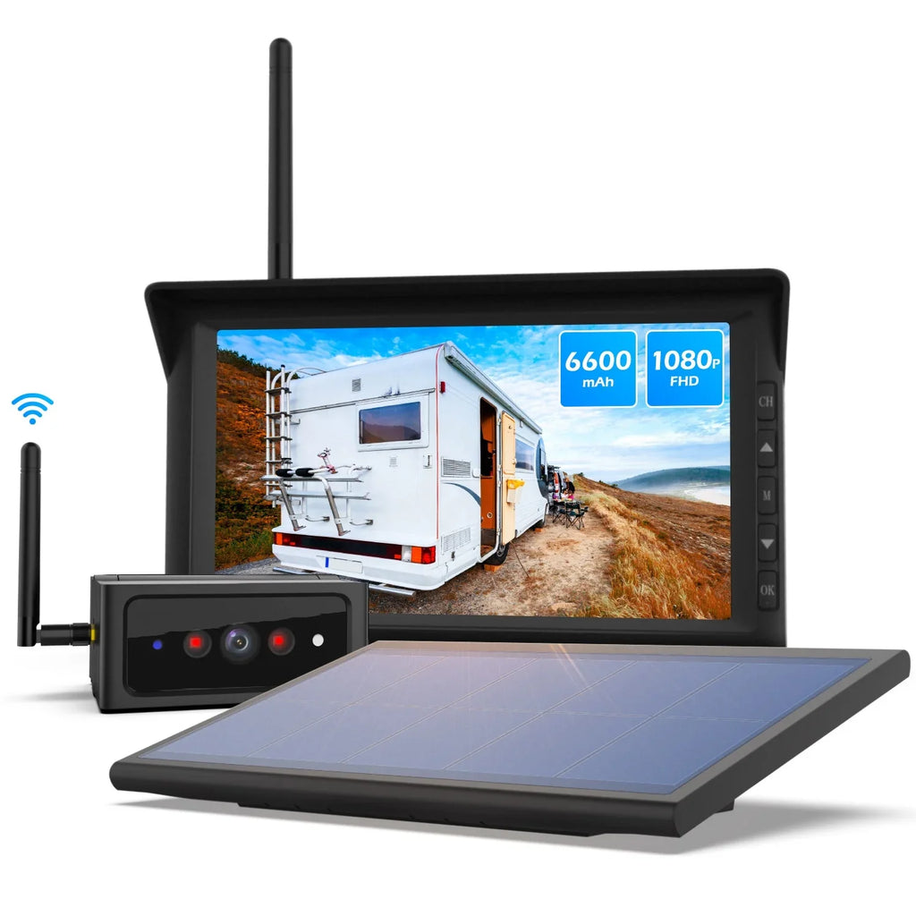 Reverse Trailer Cameras RV Camera IR Night Wireless Auto-Vox Camera Van Solar4 Support Backup Truck Vision HD 7" 2 Monitor Solar for Kit