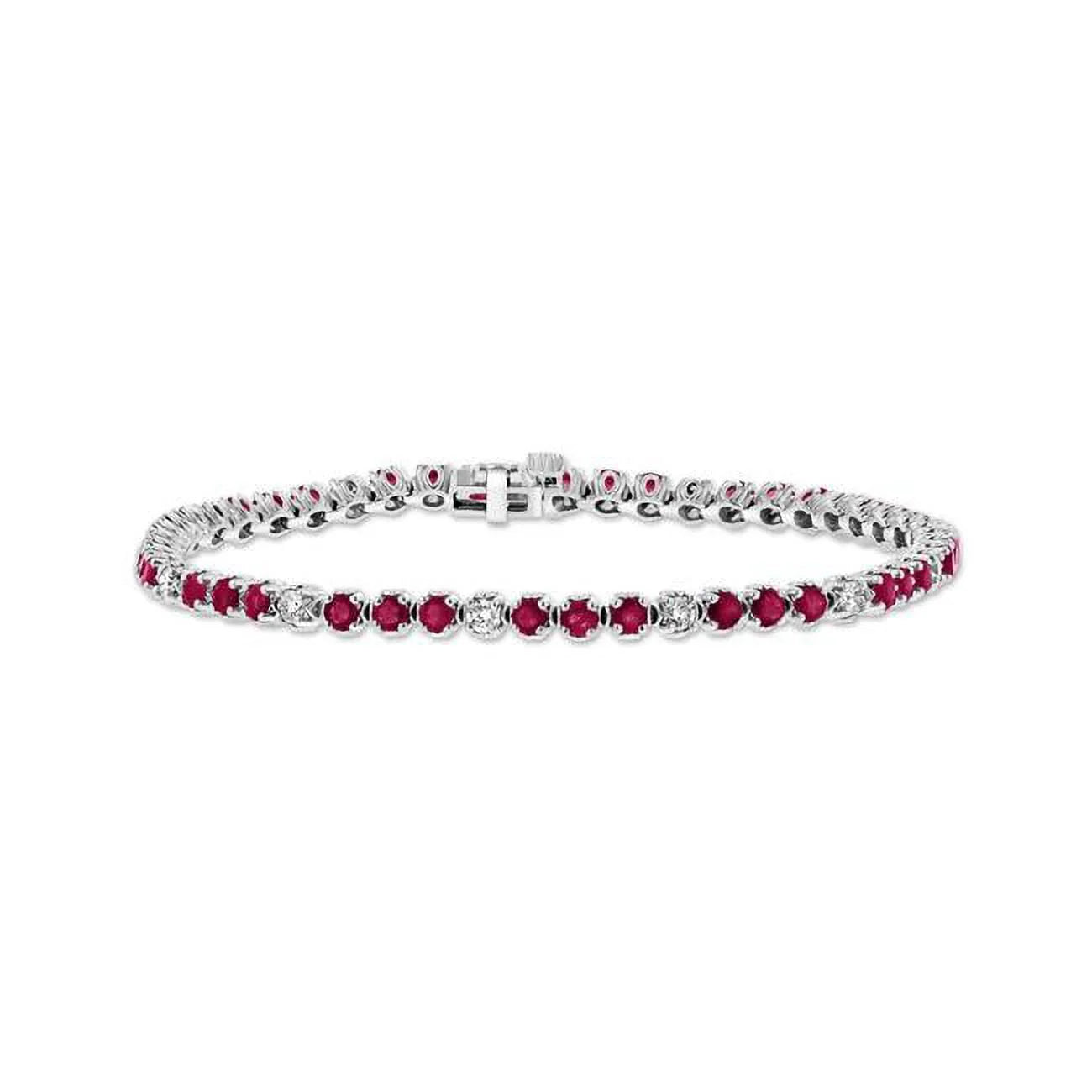 Louis Diamond Ruby Gold White 14K Creations 3.09 Bracelet, & CTW