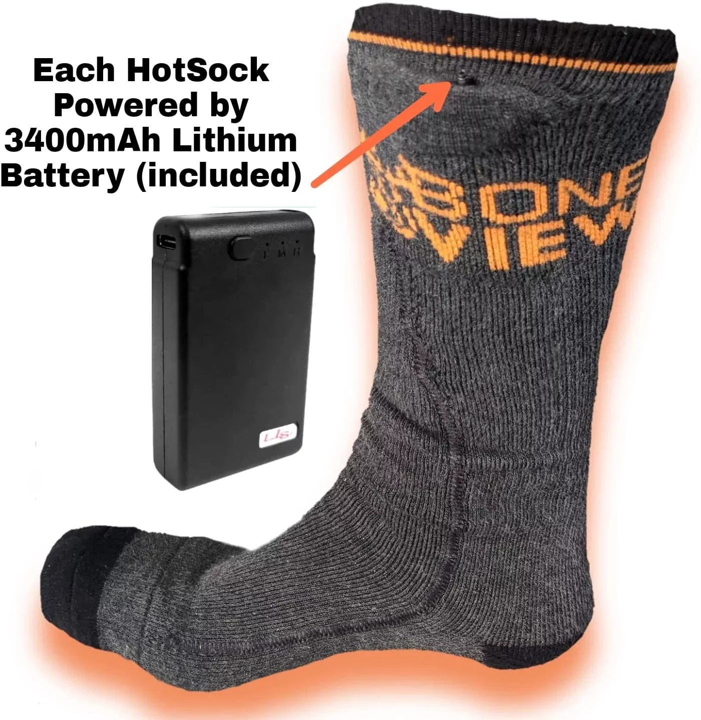 Rechargeable Skiing, Lithium Toe Inside Hunting, Boots, Powered - Snowmobiling Fishing, Fit Fit Warmer, Women Heated Winter Hiking, BoneView Socks Men or Battery Universal HotSocks Electric