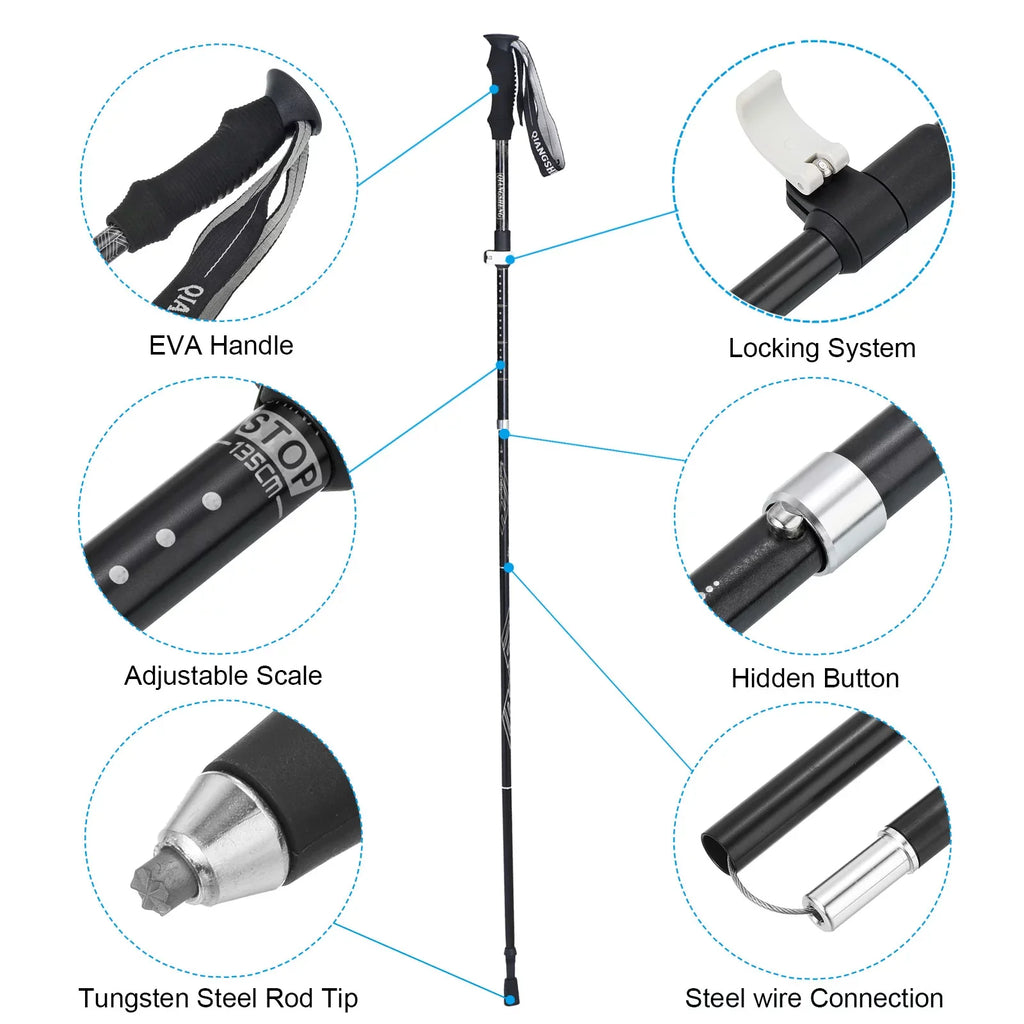 53 Hiking Trekking Pole Collapsible Inch Uxcell Poles, Telescopic White