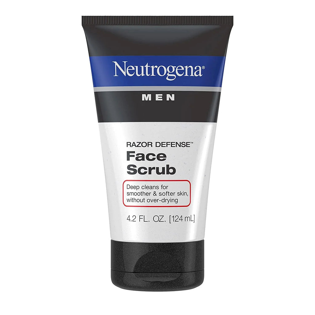 Dye-Free, Daily Irritation, Conditioning Neutrogena Razor Facial fl. Shave Exfoliating Less 4.2 Face And Skin Cleanser (4-Pack) Defense oz for Smoother Scrub, Men Razor