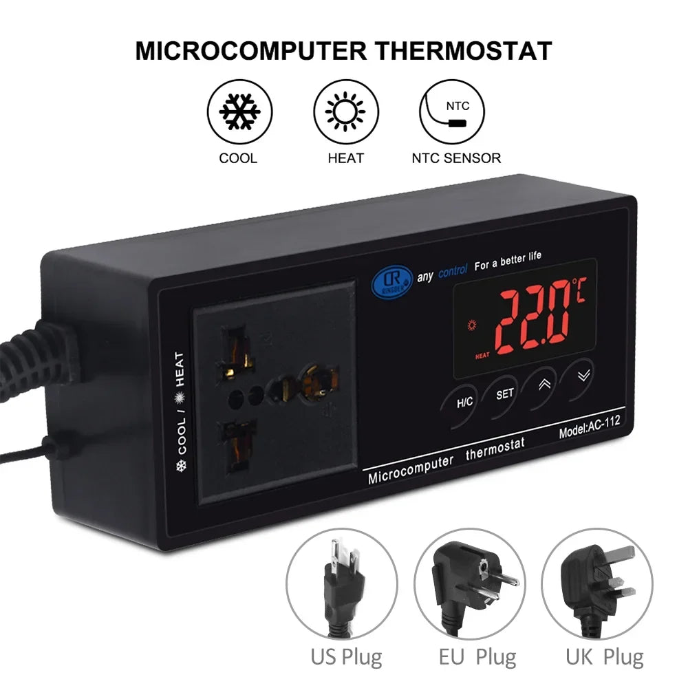 Home & Cooling Brewing Heating Freezer Green Mode Thermostat Incubation Reptiles Outlet Reptile Temperature House Controlled for Lepmerk Thermostat Chest with -40℃~110℃ Controller Digital Plug