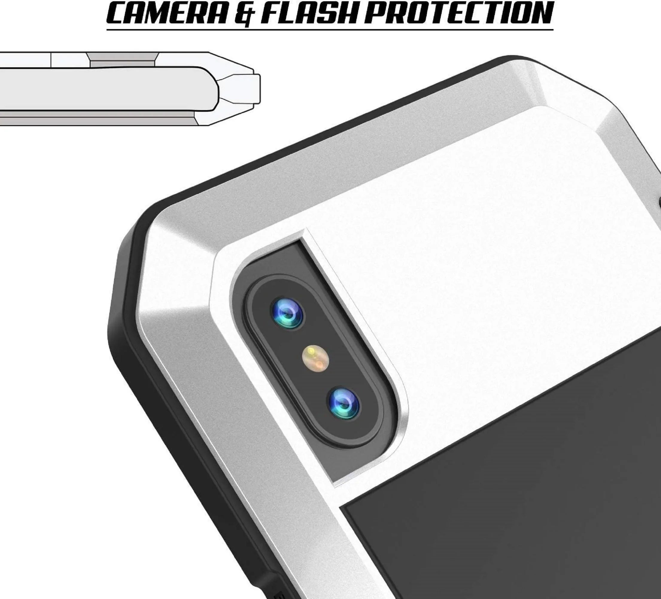 Outdoor 7 Rugged Duty Scratch Plus Glass Travel Shockproof Metal Military Protection, Aluminum and Resistant (White) Heavy Gorilla Case iPhone Grade