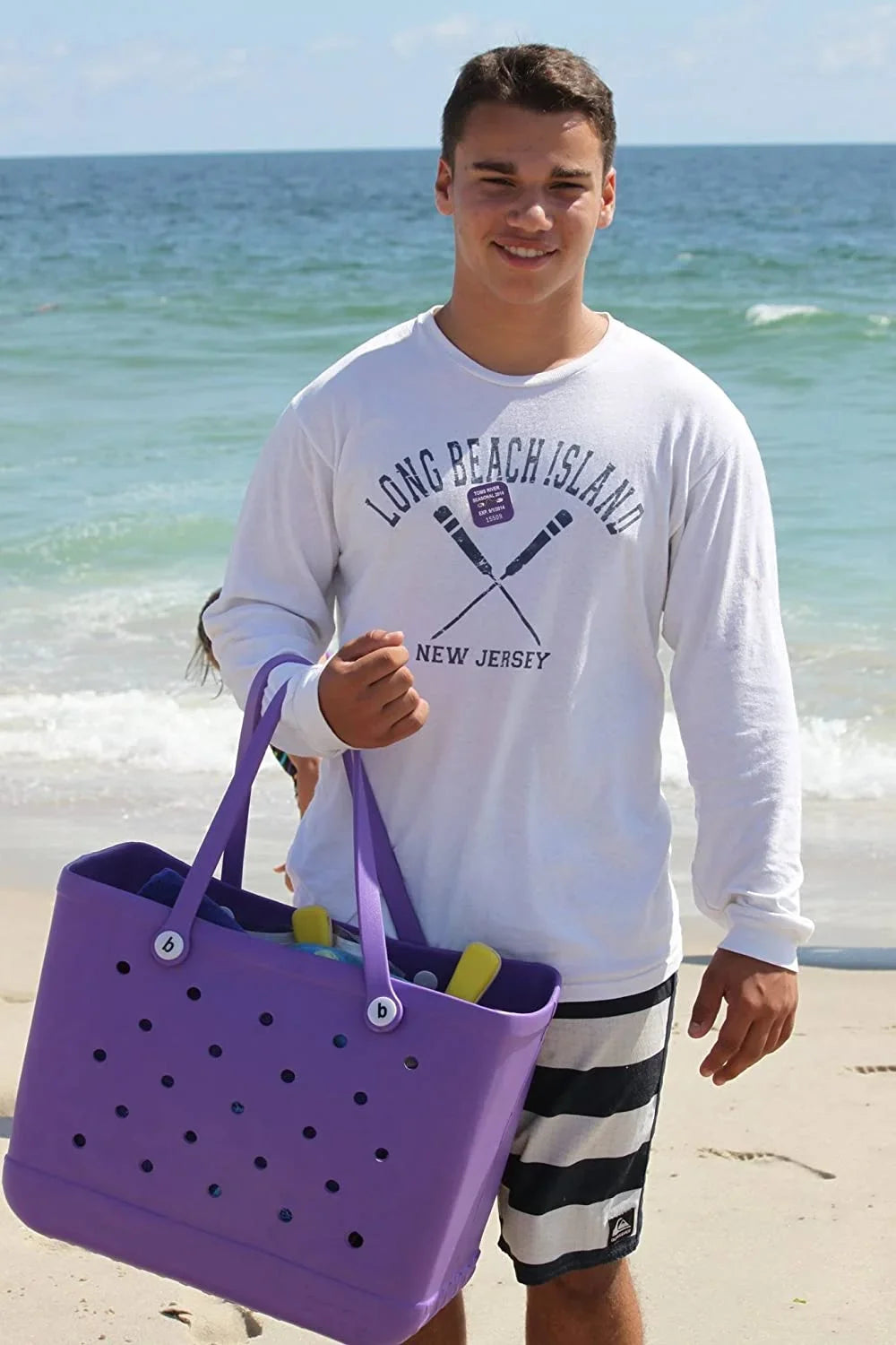 Bag for Open Sports,Purple Bag Outdoor Waterproof EVA Silicone Sandproof Pool Rubber Perforated Tote Beach Durable Beach