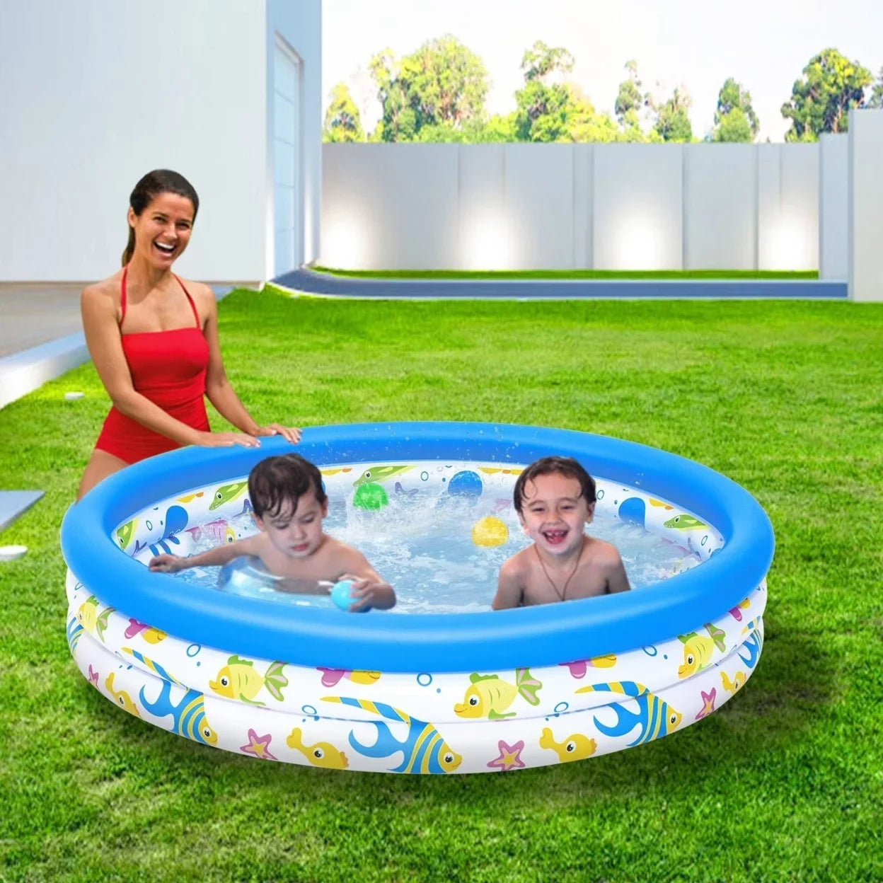 Up 48x10In Inflatable Ball Pool Foldable For Swim Pool 2 Center Kids Pool Blow Family Swimming