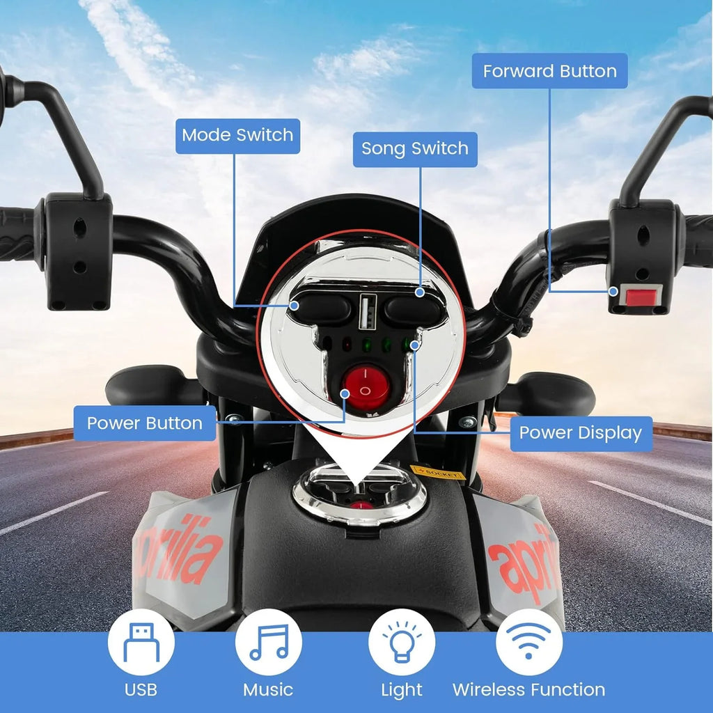 Battery Ride-on with Electric LED 12V Foxhouse1 Motorcycle Blue - Power, Color Kids Headlights