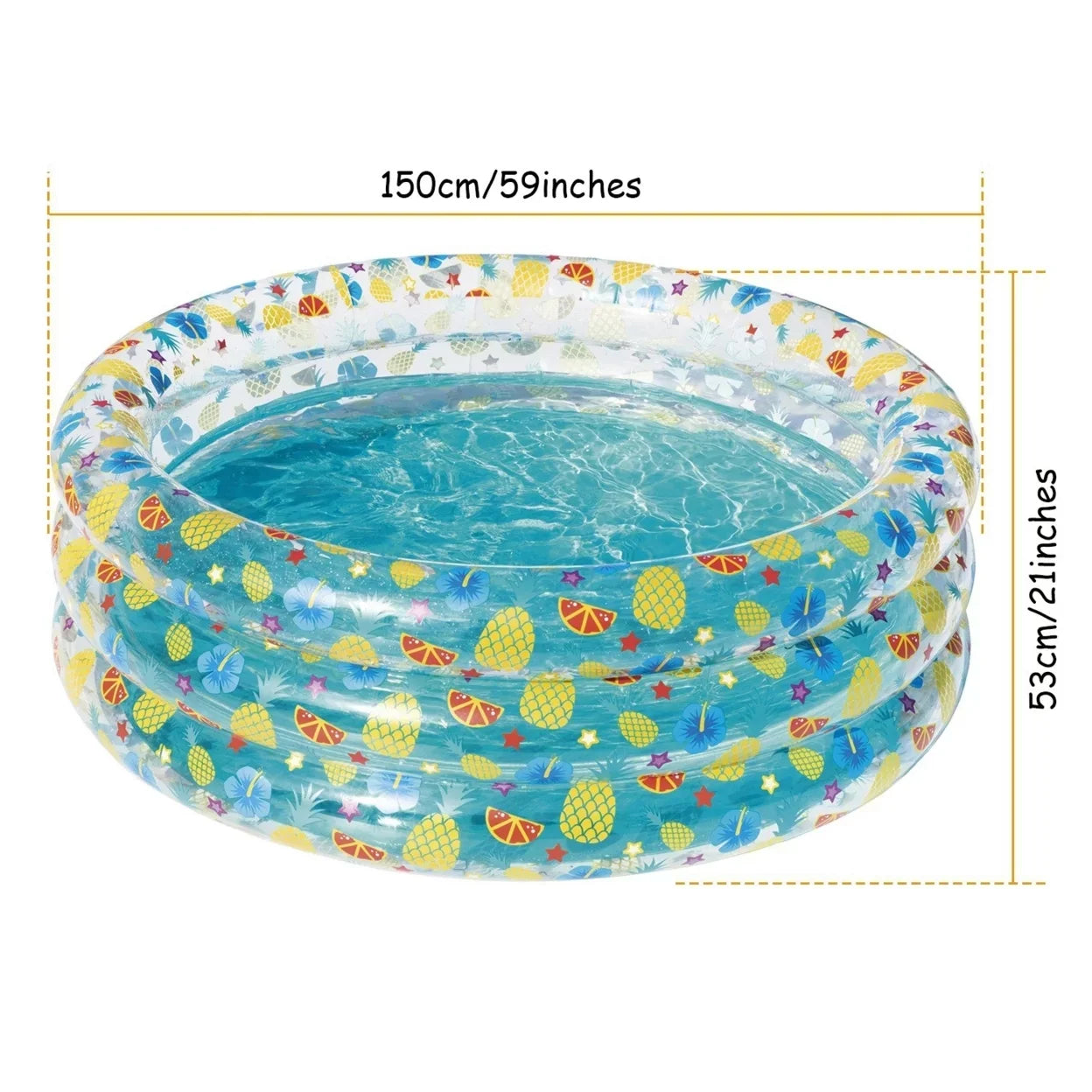 59x21in Family Pool Swimming Blow Swim Ball Pool Inflatable Pool Kids Center For Foldable 3 Up