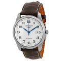 Leather Automatic Watch Master L27934783 Silver Longines Dial Brown