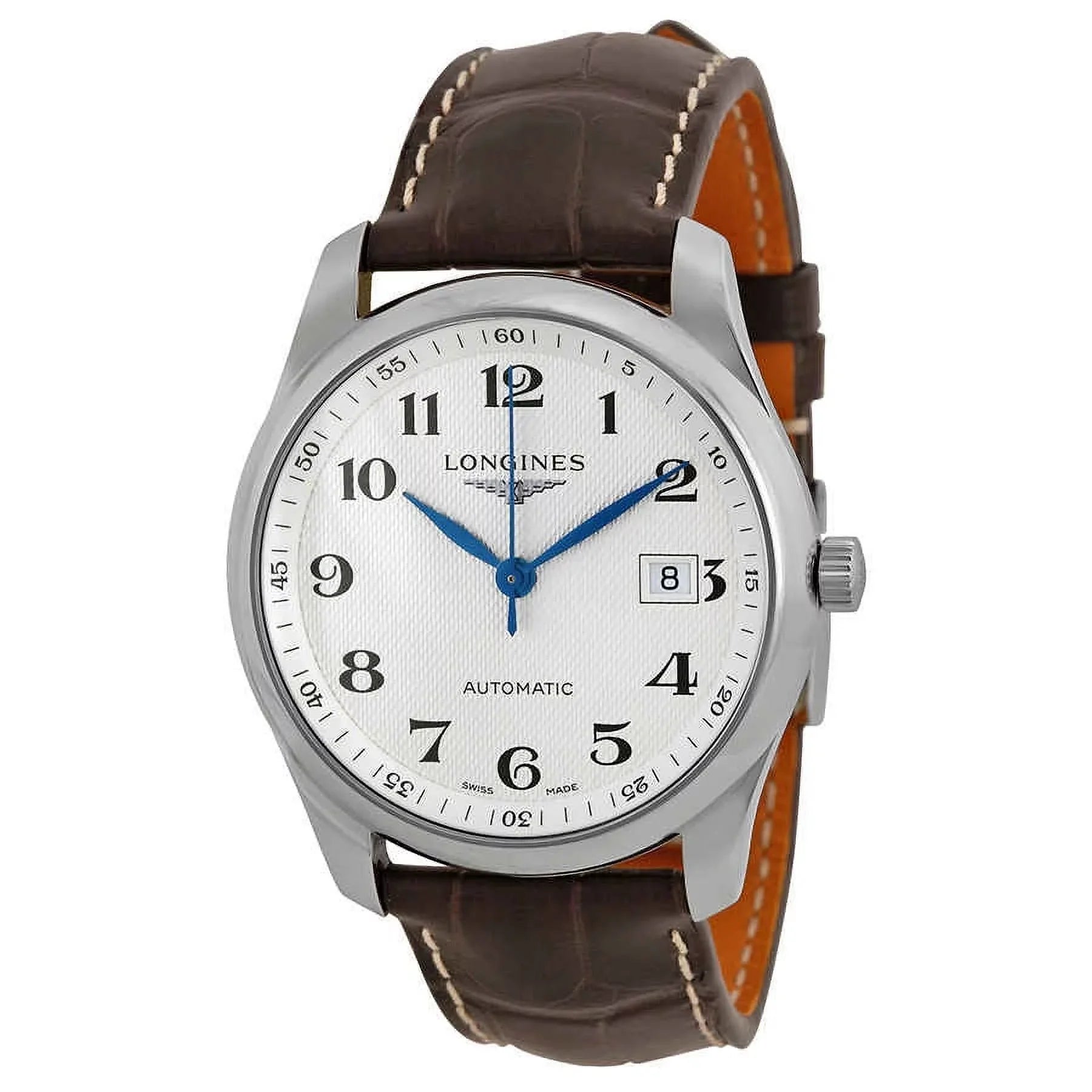 Leather Automatic Watch Master L27934783 Silver Longines Dial Brown