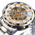 Men Luxury Gear Silver Gift Movement White 1pc Wrist Skeleton Diamond Mechanical Business Exquisite Gold Watch