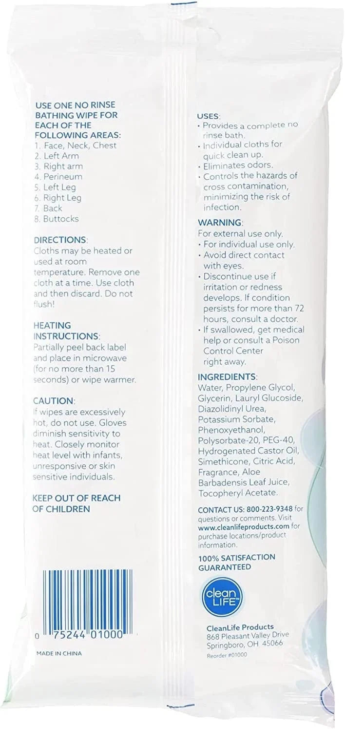 Premoistened (8 Cleanlife Wipes Maximum Products (5 Pack), for Vera Deodorizing Wipes)" Hypoallergenic "Bathing and Microwaveable, Aloe Enriched Cleansing and Latex-Free and by -